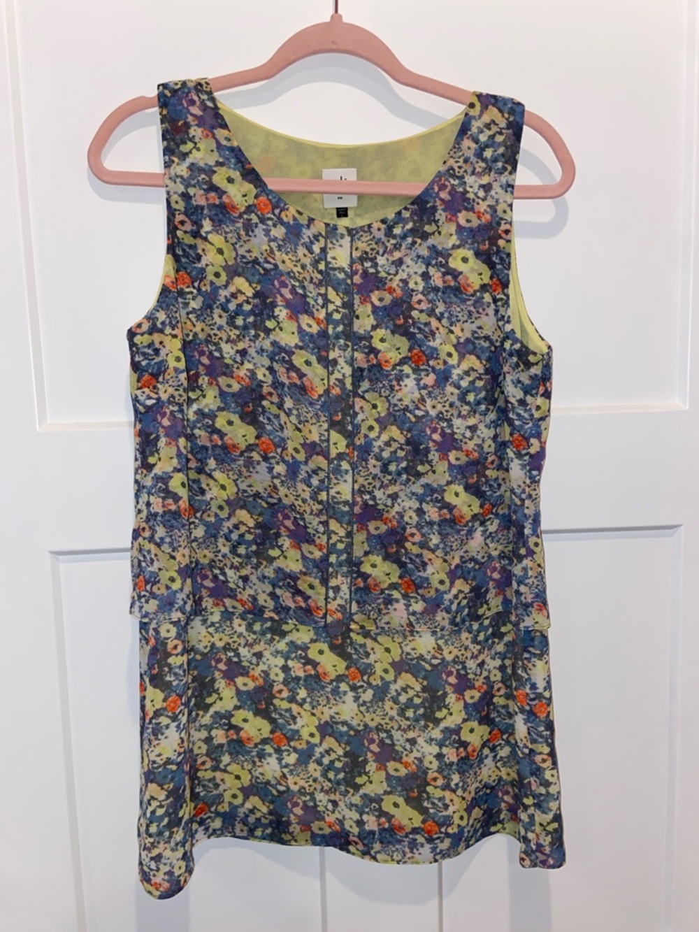 S CAbi Multicolor Floral Layered tank - Yellow, Blue & Purple